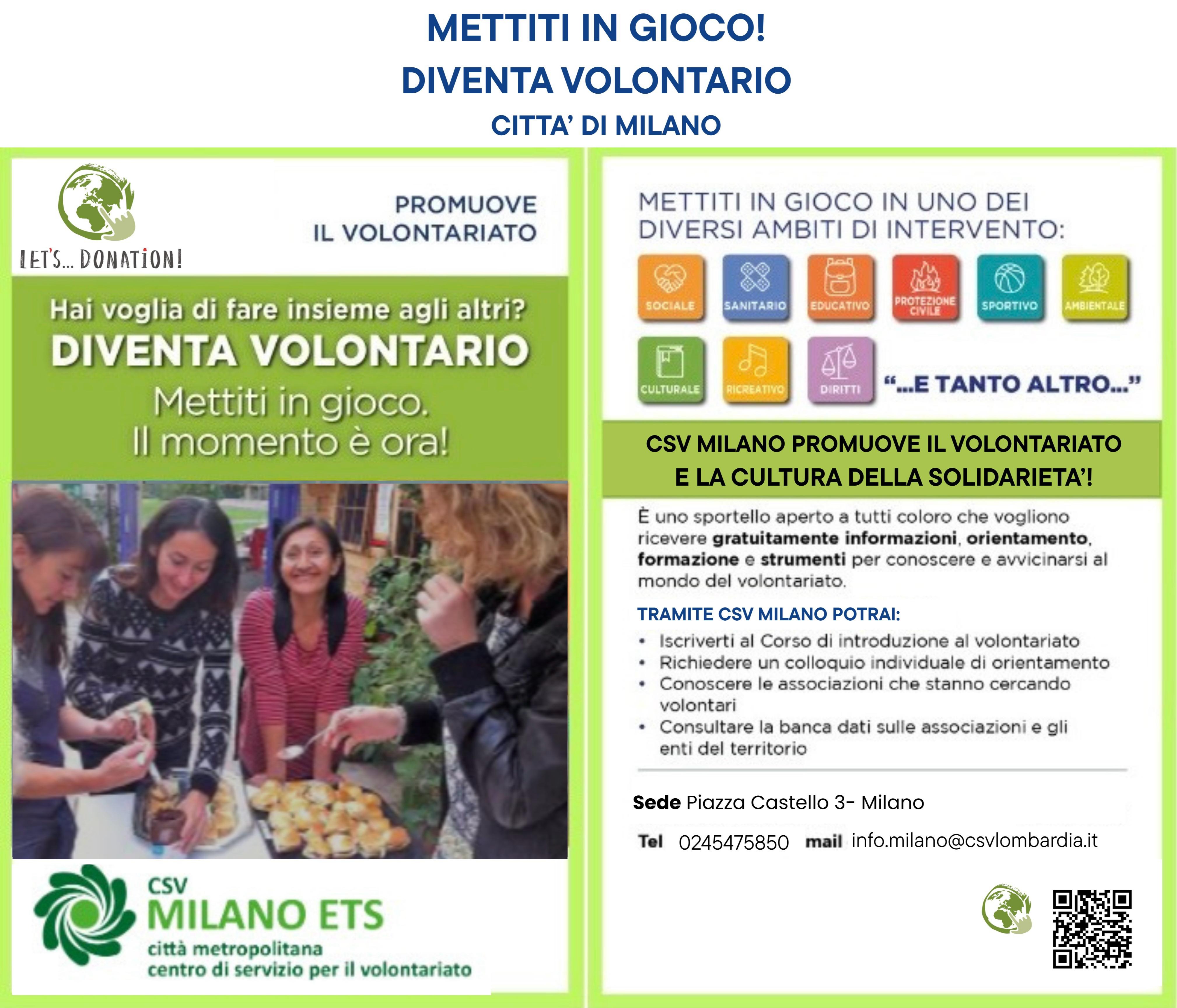 Servizio di orientamento e formazione al volontariato Milano