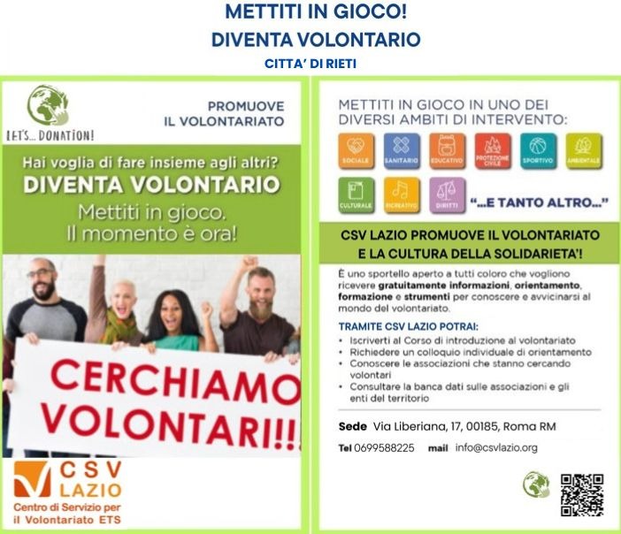 Servizio di orientamento e formazione al volontariato di Rieti