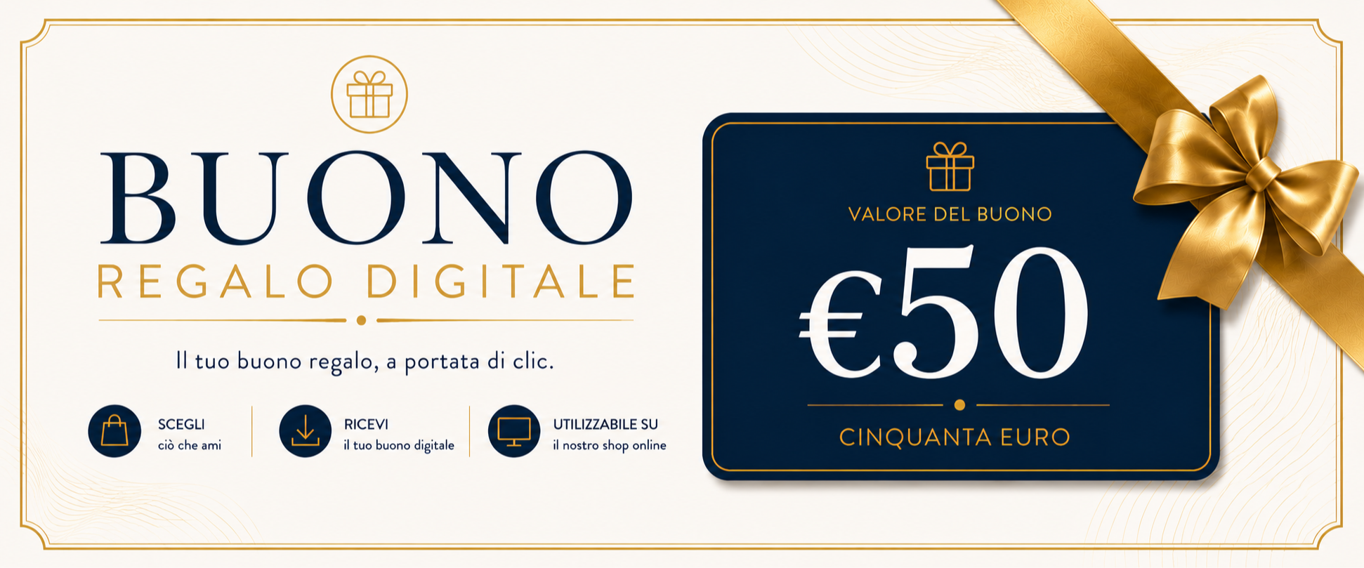 Buono regalo digitale del valore di € 50 + gadget fisici